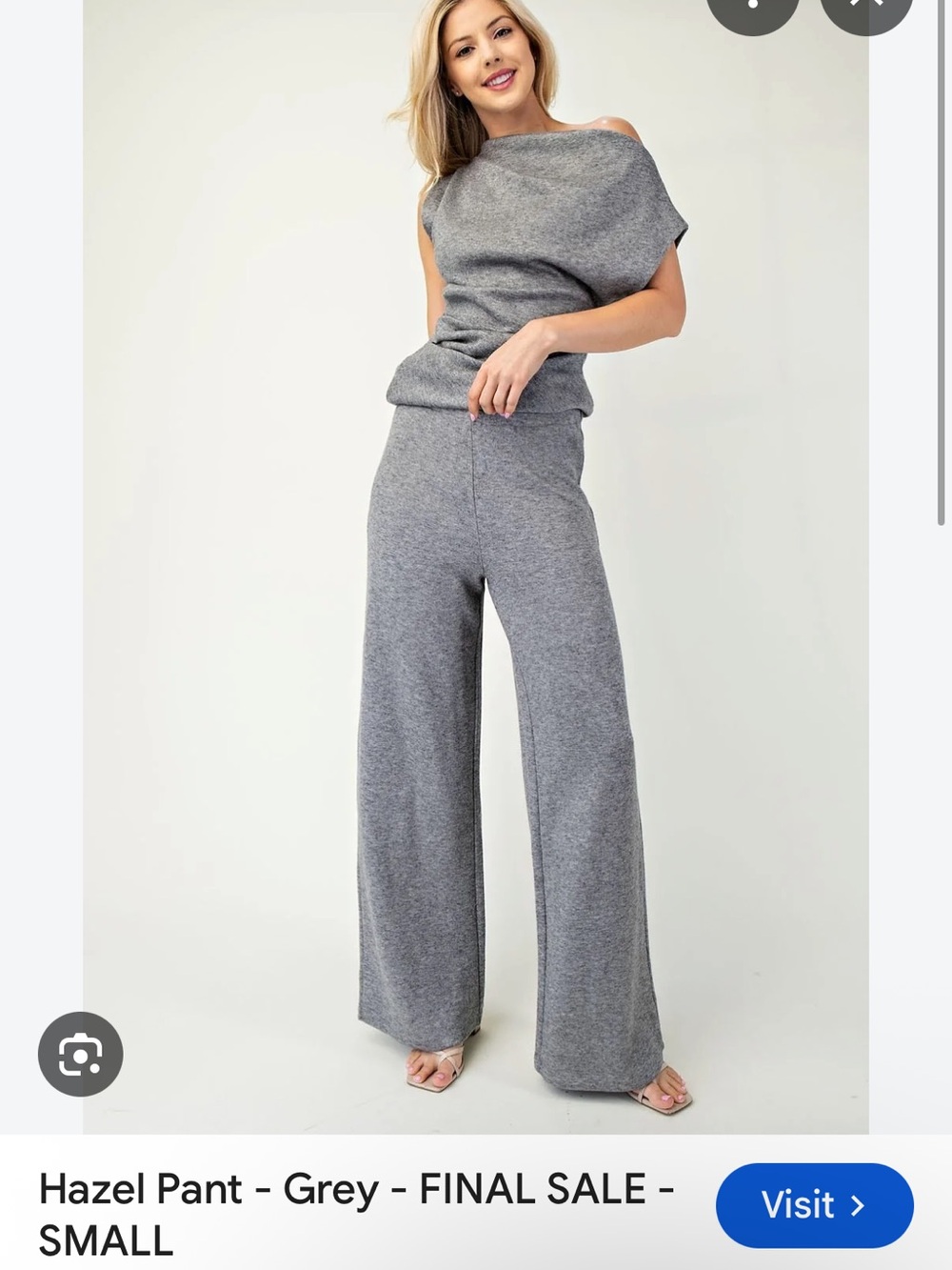 Glam Hazel Wide-Leg Pants in Grey